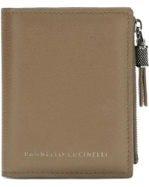 Brunello Cucinelli Small Zip-Pocket Leather Wallet - Brown