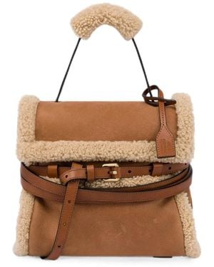 Moschino Bolso De Hombro Con Ribete De Pelo - Marrón