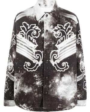 Versace Jeans Couture Space Couture-Print Long-Sleeved Shirt - Grey