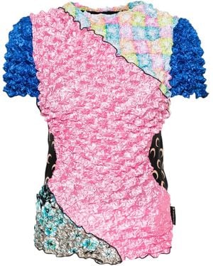 Marine Serre Popcorn Patchwork T-Shirt - Pink