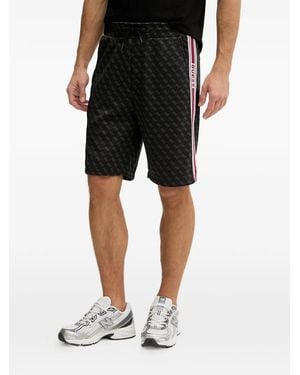 Guess Shorts Met Monogramprint En Zijstreep - Zwart