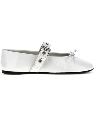 Miu Miu Patent-Finish Leather Ballet Flats - White