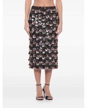 P.A.R.O.S.H. Sequin-Flowers Skirt - Black