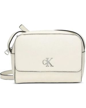 Calvin Klein Logo-Plaque Crossbody Bag - Natural