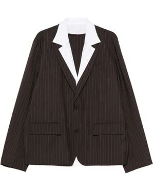 Sacai Stripe-Pattern Blazer - Black