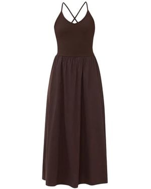 Sweaty Betty Ribbed-Knit Cross-Back Maxi Dress - Brown