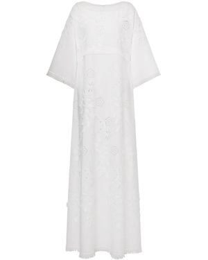 Alberta Ferretti Broderie Anglaise Maxi Dress - White