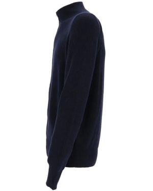 Ballantyne Ribbed-Knit Zip-Up Cardigan - Blue