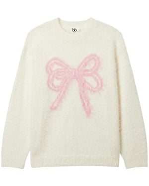 B+ AB Bow Knitted Sweater - White