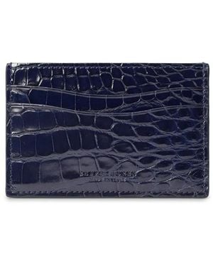 Ralph Lauren Crocodile-Embossed Card Holder - Blue