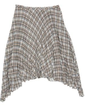 Acne Studios Minifalda a cuadros con pliegues - Gris