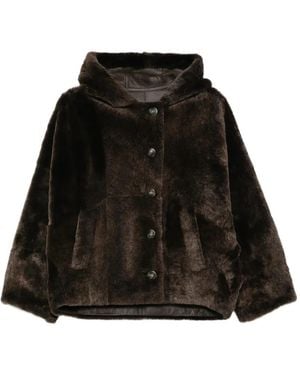 Yves Salomon Hooded Button-Fastening Jacket - Black
