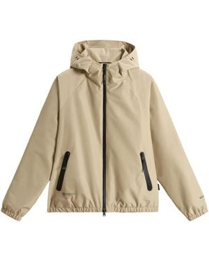 Woolrich Zip-Up Hooded Jacket - Natural