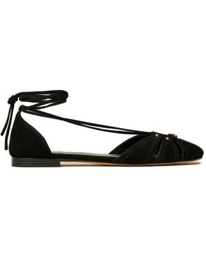 Twinset Suede Ballet Flats - White