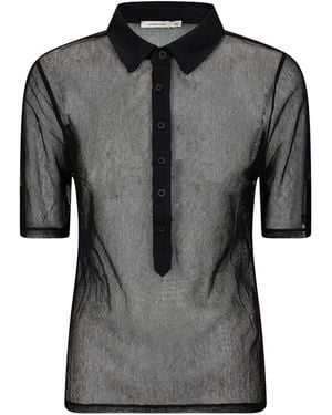 Paloma Wool Sile Sheer Mesh Polo Shirt - Black