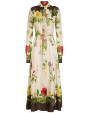 Oscar de la Renta Floral-Print Midi Dress - White