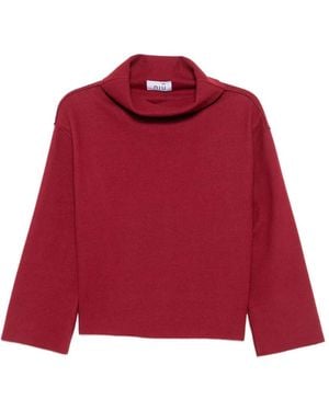 Niu Roll-Neck Drop-Shoulder Sweater - Red