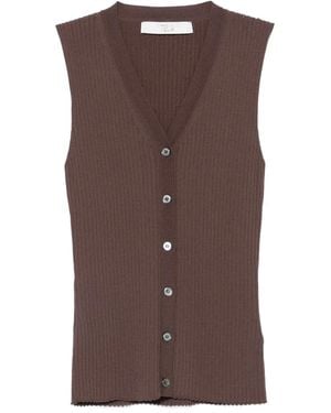 Tela Ribbed-Knit V-Neck Gilet - Brown