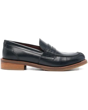 SOMMET Woven-Detail Leather Loafers - Grey