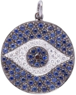 Ileana Makri Colgante Evil Eye en oro blanco de 18 ct con diamantes y zafiros - Azul