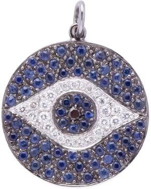 Ileana Makri Colgante Evil Eye En Oro Blanco De 18 Ct Con Diamantes Y Zafiros - Azul