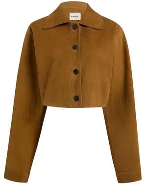 KHAITE Sue Suede Cropped Jacket - Brown
