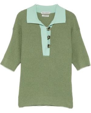 JW Anderson Waffle-Knit Polo Shirt - Green