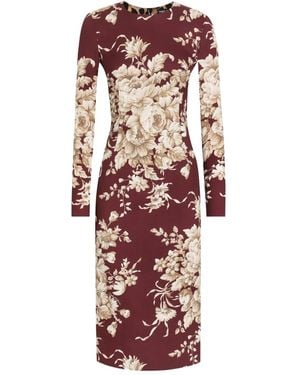 Dolce & Gabbana フローラル ロングスリーブ ドレス - レッド