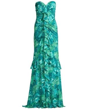 Tadashi Shoji Ruffled Floral Dress - Green