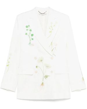 Stella McCartney Floral-Embroidered Blazer - White
