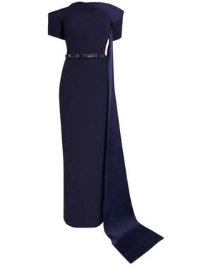 Safiyaa Giorgia Asymmetric Sash-Detail Maxi Dress - Blue