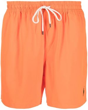 Polo Ralph Lauren Logo Drawstring Swim Shorts - Orange