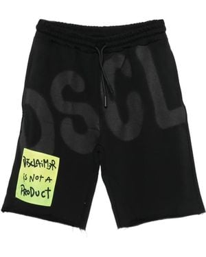 DISCLAIMER Logo-Patch Track Shorts - Black