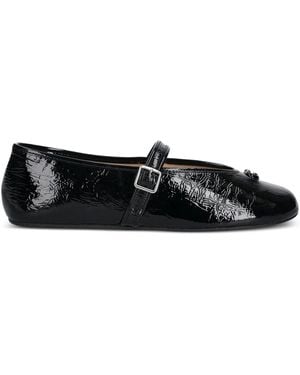 COACH Buckle Patent-Leather Ballet Flats - Black