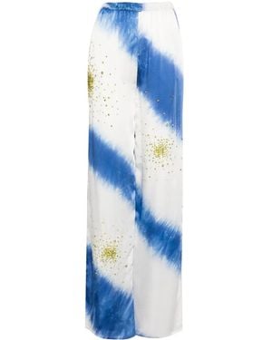 Des Phemmes Crystal-Embellished Tie-Dye Trousers - Blue