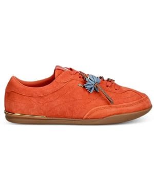 MICHAEL Michael Kors Nolan Floral-Appliqué Suede Sneakers - Red