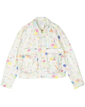 Collina Strada Bloom Doodle Cotton Twill Jacket - White