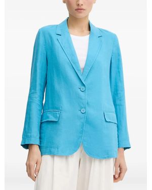 Benetton Pocket Button Linen Blazer - Blue