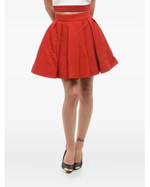 Balmain Pleated Zip Skirt - Red