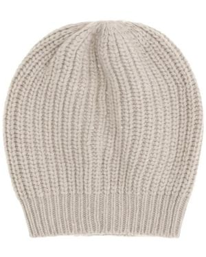 Brunello Cucinelli Ribbed-Knit Beanie Hat - White