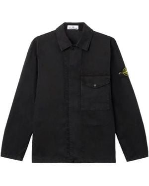 Stone Island Zip-Up Cotton Jacket - Black