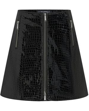 KARL LAGERFELD Kl Studio Croco Leather Skirt - Black