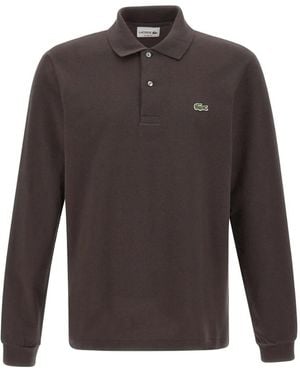 Lacoste Long-Sleeve Ribbed-Collar Polo Shirt - Grey