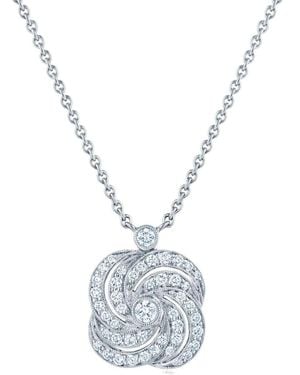 Kwiat 18K Splendour Clover Swirl Diamond Pendant Necklace - White