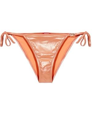 DIESEL Side-Tie Metallic Bikini Bottoms - Pink