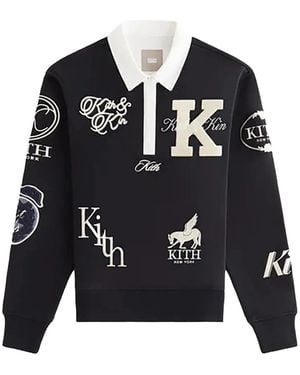 Kith Emery Logo-Patch Long-Sleeve Polo Shirt - Black