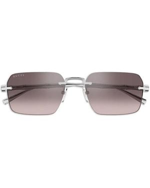 Gucci Zonnebril Met Rechthoekig Montuur - Metallic