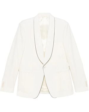 Lardini Piped Collar Blazer - White