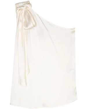 Semicouture One-Shoulder Satin Top - White