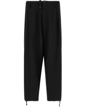 Yohji Yamamoto New Standard Wallet Asymmetric-Closure Trousers - Black